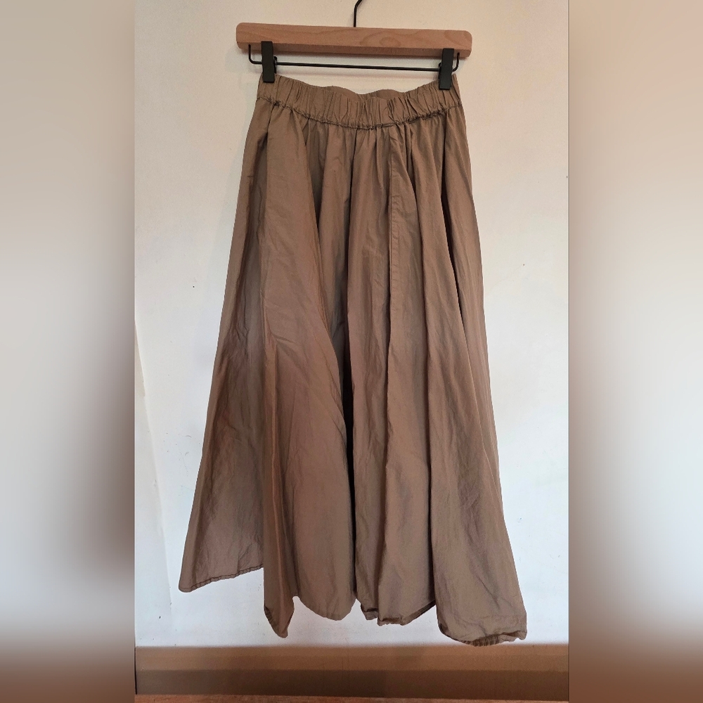 Black Crane Tan Cotton Poplin Full Circle Skirt Size Xs